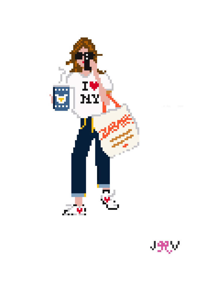 NYC Girl Needlepoint Canvas by Jennifer Vallez