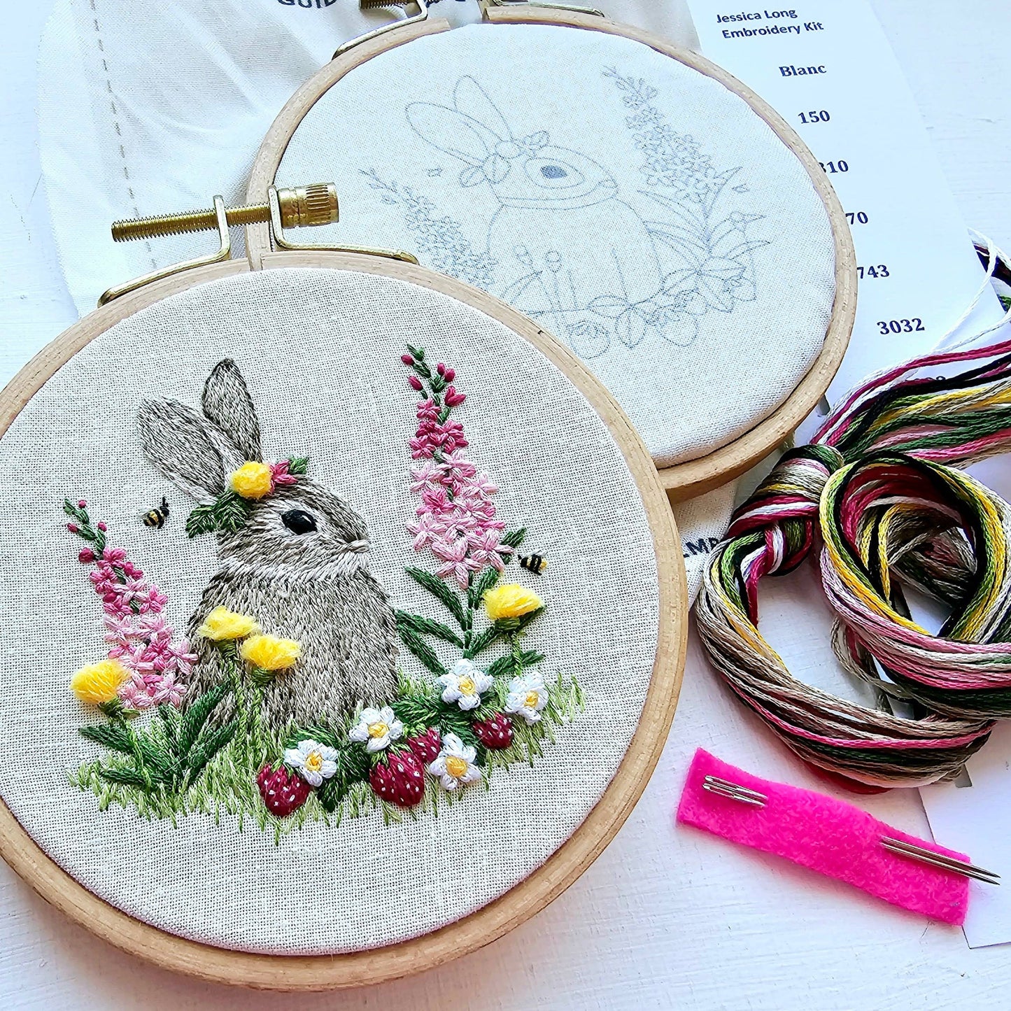 Berry Patch Bunny Embroidery Kit by Jessica Long