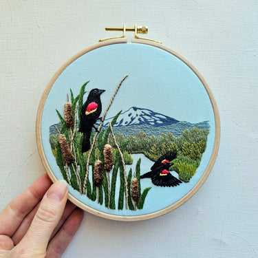 Translation missing: en.Red-Winged Blackbirds Embroidery Kit by Jessica Long