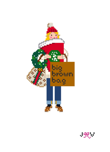 Translation missing: en.Christmas Shopper Blonde Needlepoint  by Jennifer Vallez
