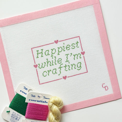 Happiest When I’m Crafting Door Hanger Sign Needlepoint Canvas