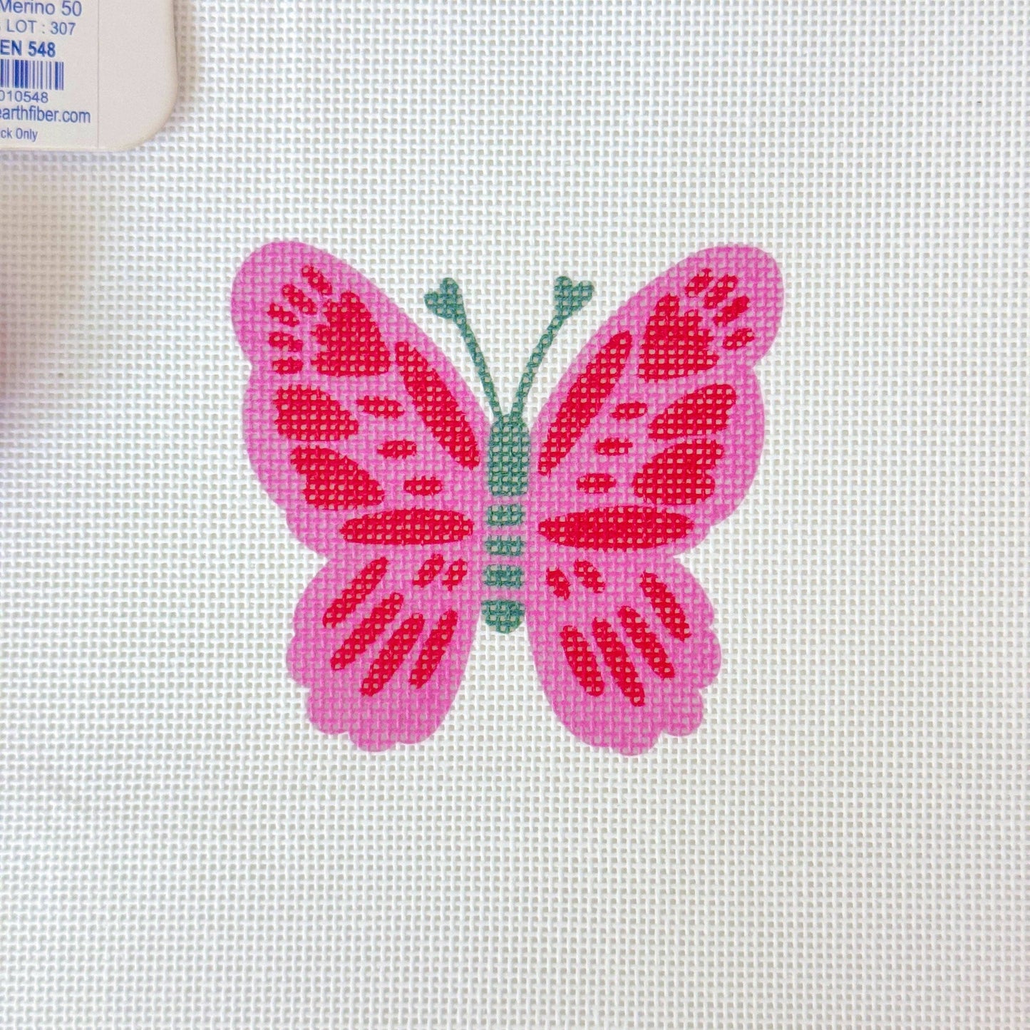 Pink Red Butterfly Needlepoint Canvas