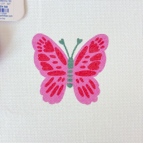 Pink Red Butterfly Needlepoint Canvas