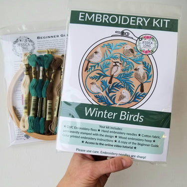 Translation missing: en.Winter Birds Embroidery Kit by Jessica Long