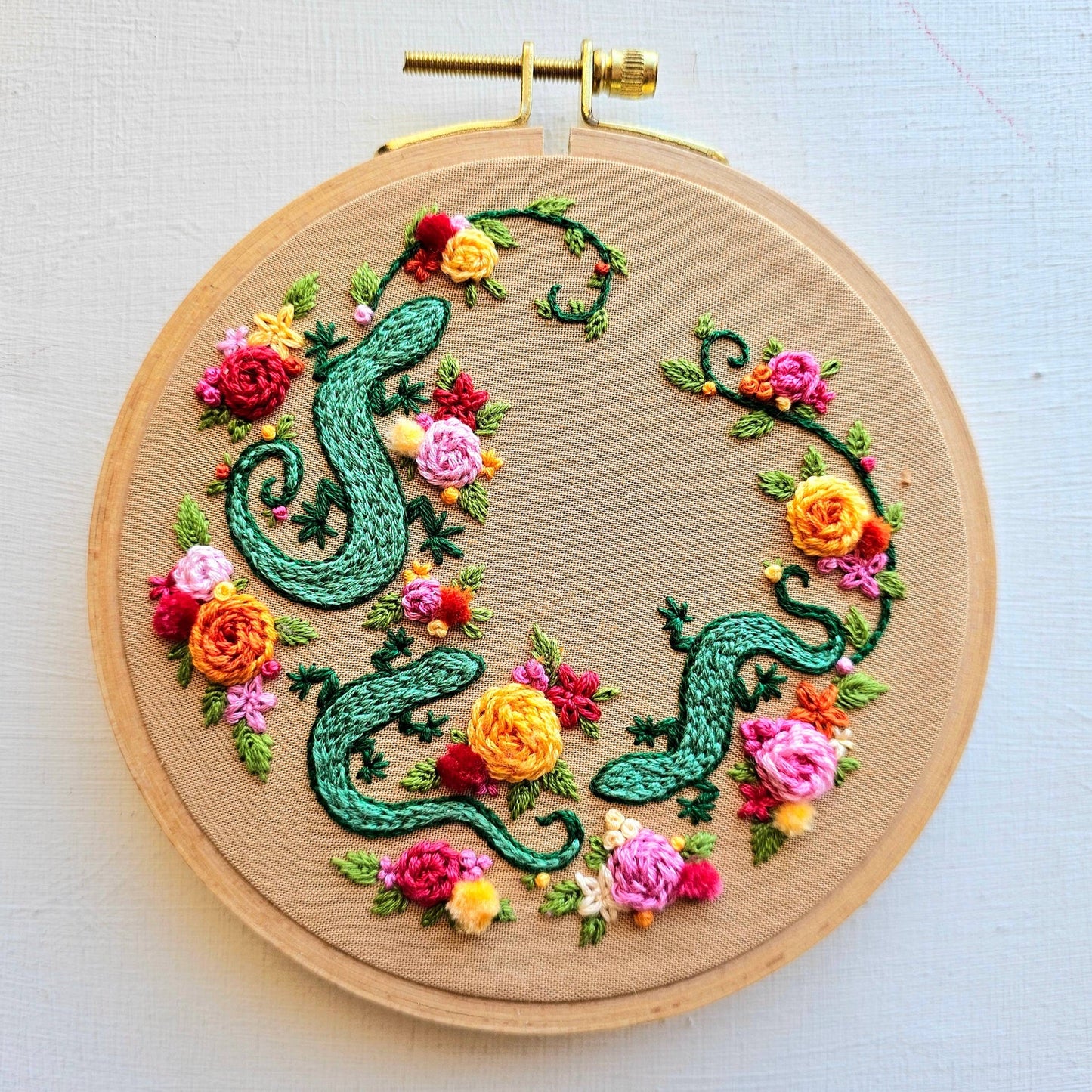 Backyard Geckos Embroidery Kit by Jessica Long