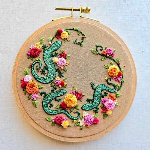 Backyard Geckos Embroidery Kit by Jessica Long