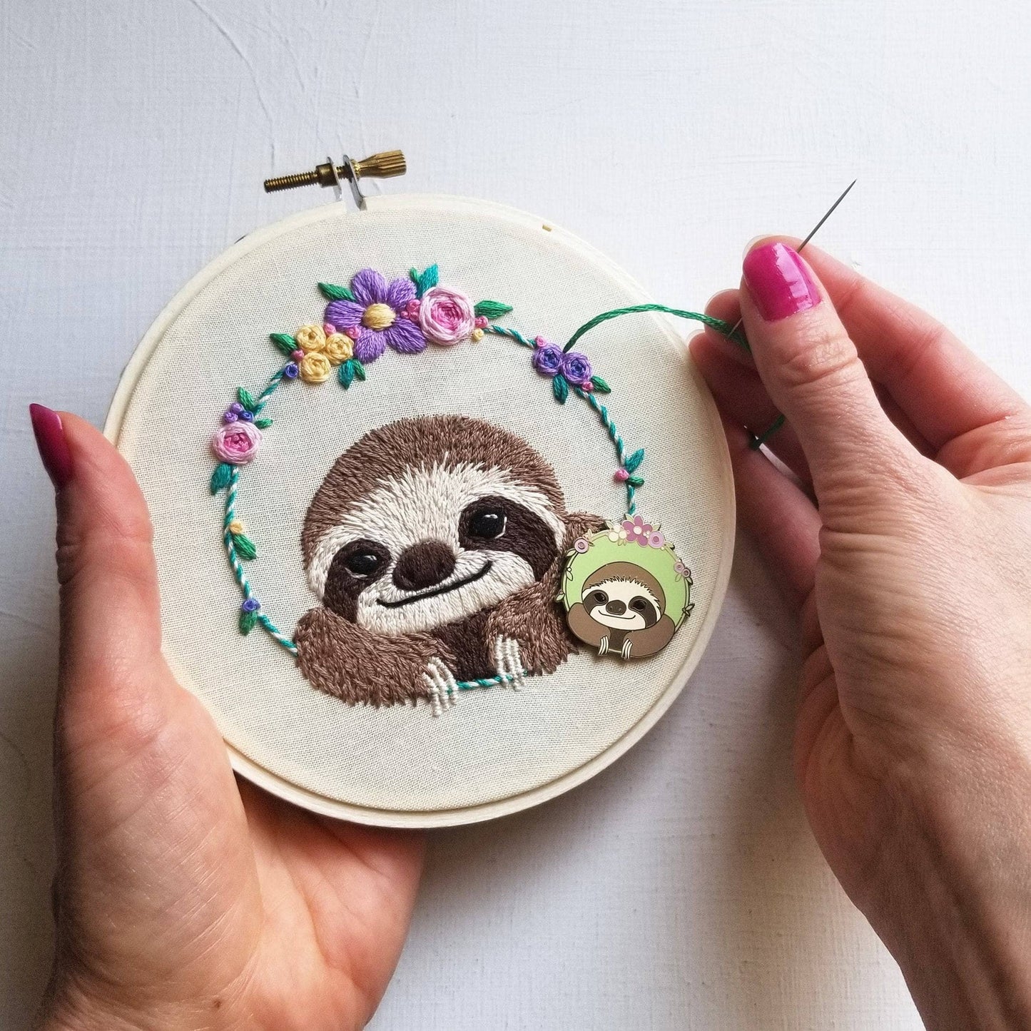 Smiling Sloth Embroidery Kit by Jessica Long