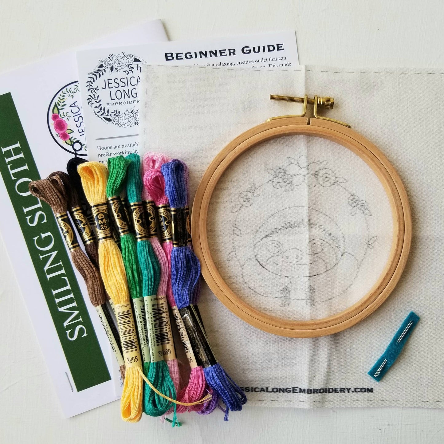 Smiling Sloth Embroidery Kit by Jessica Long