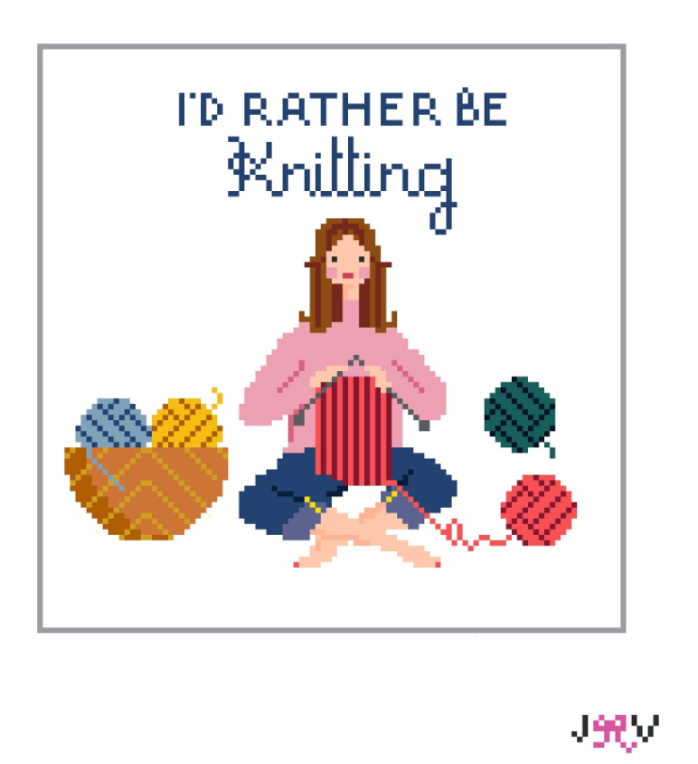 Knitting Needlepoint Canvas by Jennifer Vallez