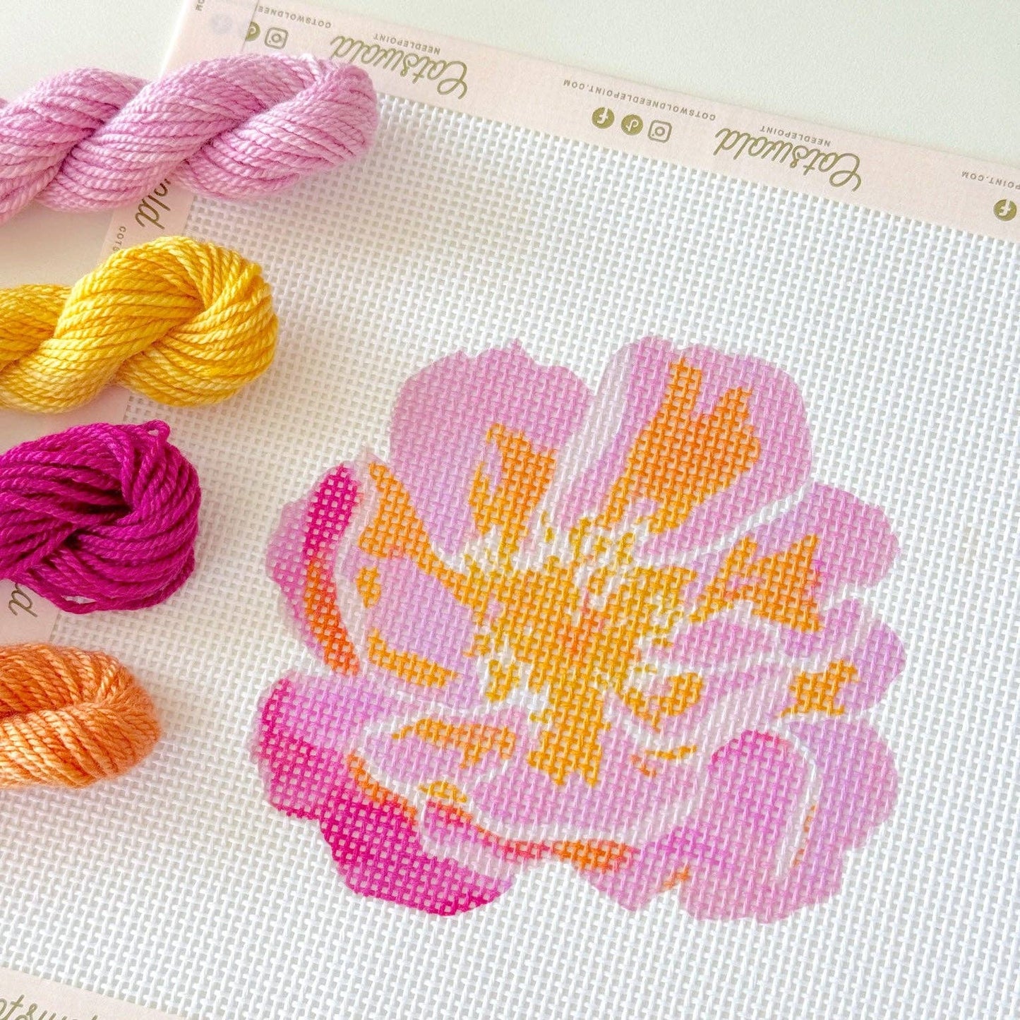 Pink Flower Needlepoint Canvas