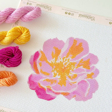 Translation missing: en.Pink Flower Needlepoint Canvas