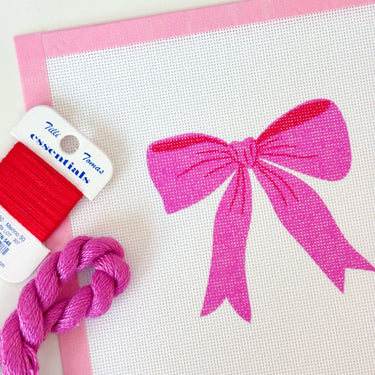 Translation missing: en.Pink Red Bow Needlepoint Canvas