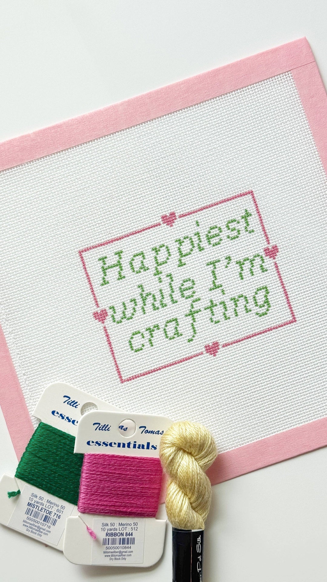 Happiest When I’m Crafting Door Hanger Sign Needlepoint Canvas
