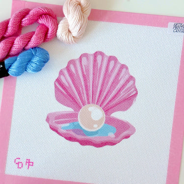 Translation missing: en.Pink Pearl Shell Needlepoint Canvas