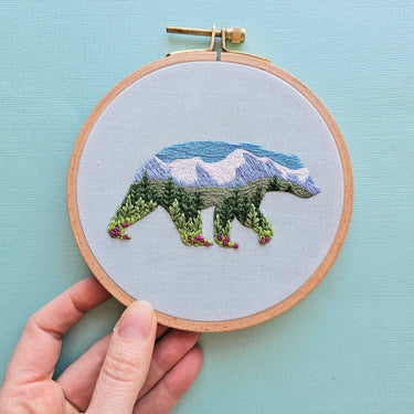 Translation missing: en.Mountain Bear Embroidery Kit by Jessica Long