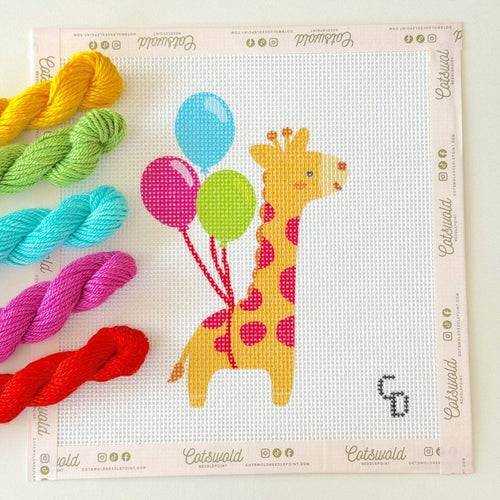 Giraffe with Balloons Needlepoint Canvas