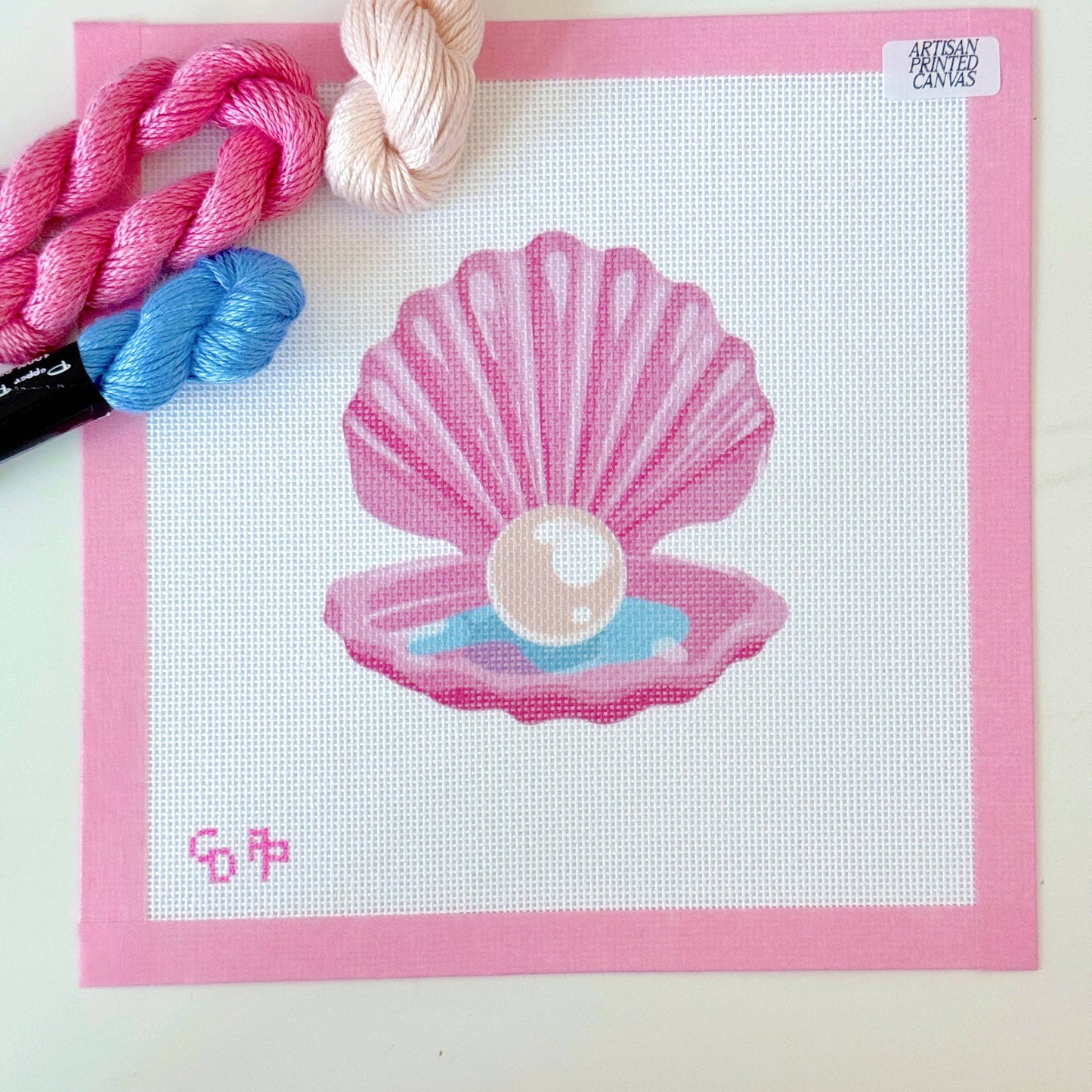 Pink Pearl Shell Needlepoint Canvas