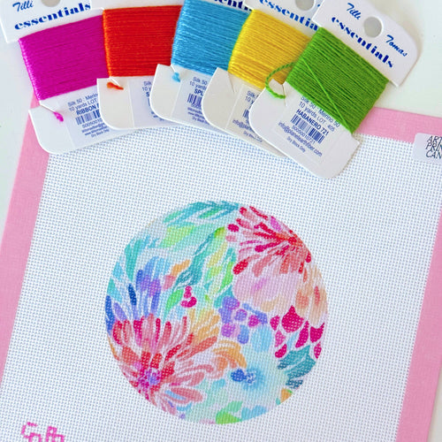 Floral Round Ornament Needlepoint Canvas