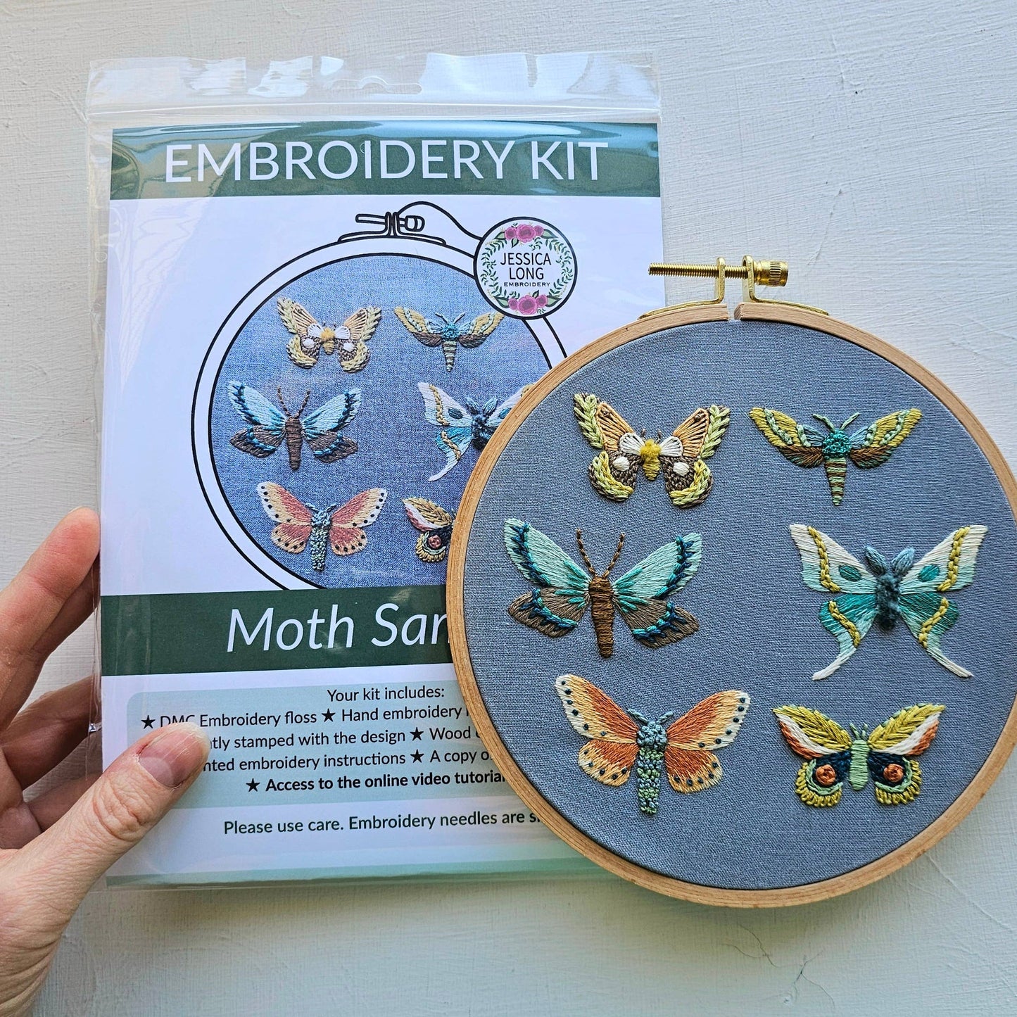 Moth Sampler Embroidery Kit by Jessica Long