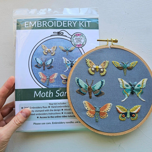Moth Sampler Embroidery Kit by Jessica Long