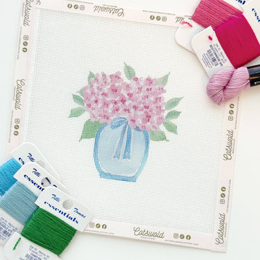 Translation missing: en.Pink Hydrangea Flower Vase Needlepoint Canvas