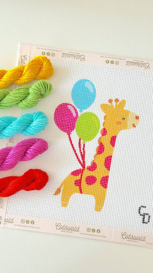 Giraffe with Balloons Needlepoint Canvas
