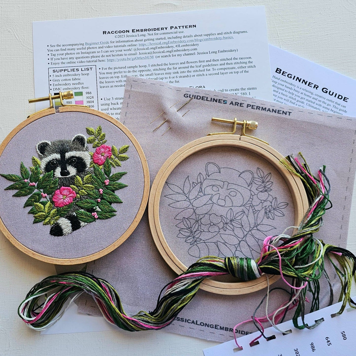 Raccoon Embroidery Kit by Jessica Long