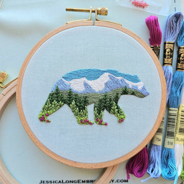 Translation missing: en.Mountain Bear Embroidery Kit by Jessica Long