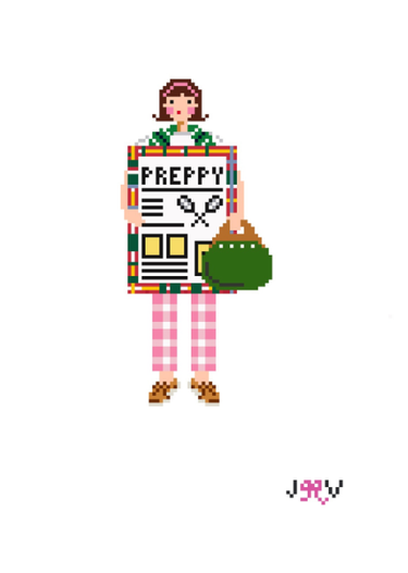 Translation missing: en.Preppy Bru Needlepoint Canvas by Jennifer Vallez
