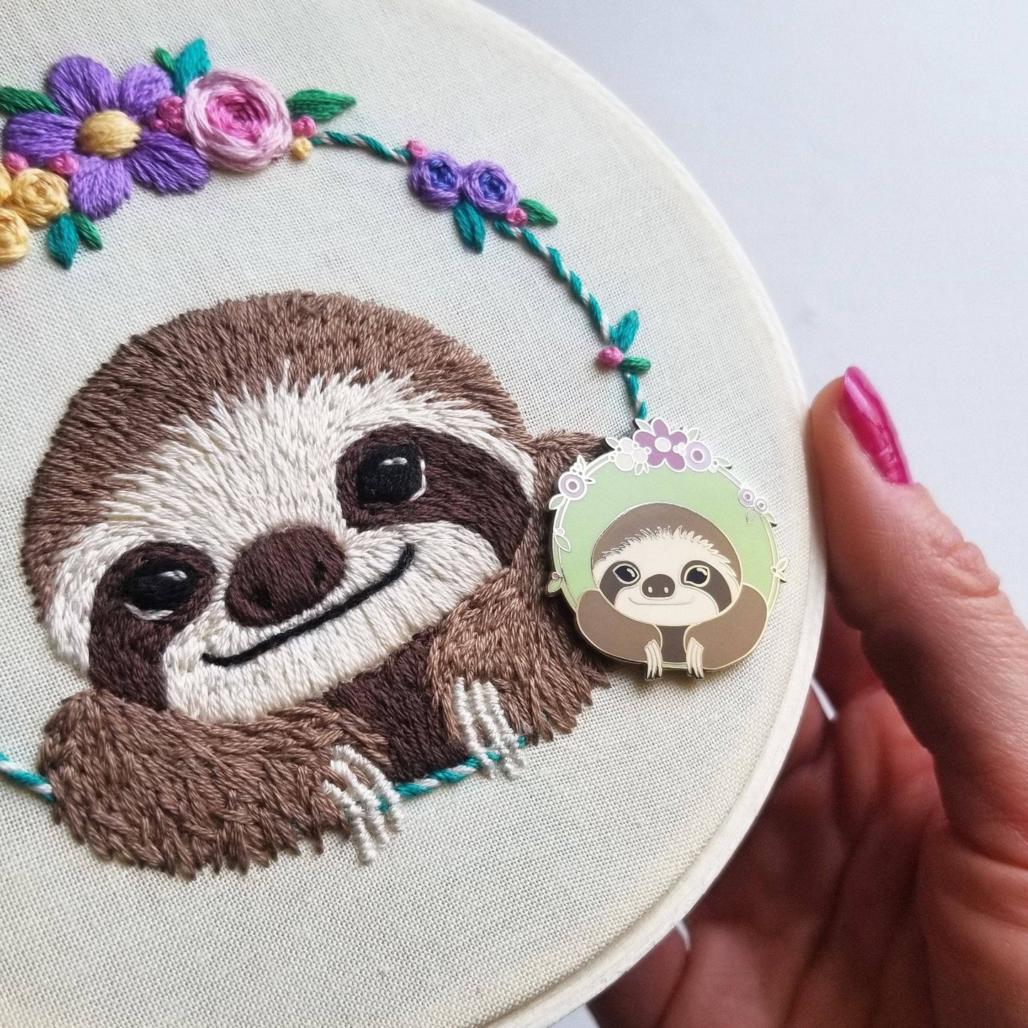 Smiling Sloth Embroidery Kit by Jessica Long