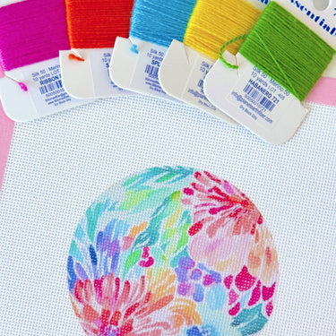 Translation missing: en.Floral Round Ornament Needlepoint Canvas