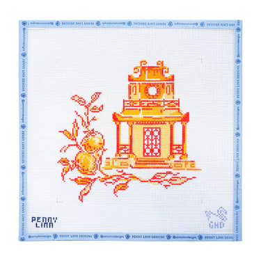 Translation missing: en.Orange Persimmons Pagoda Needlepoint Canvas
