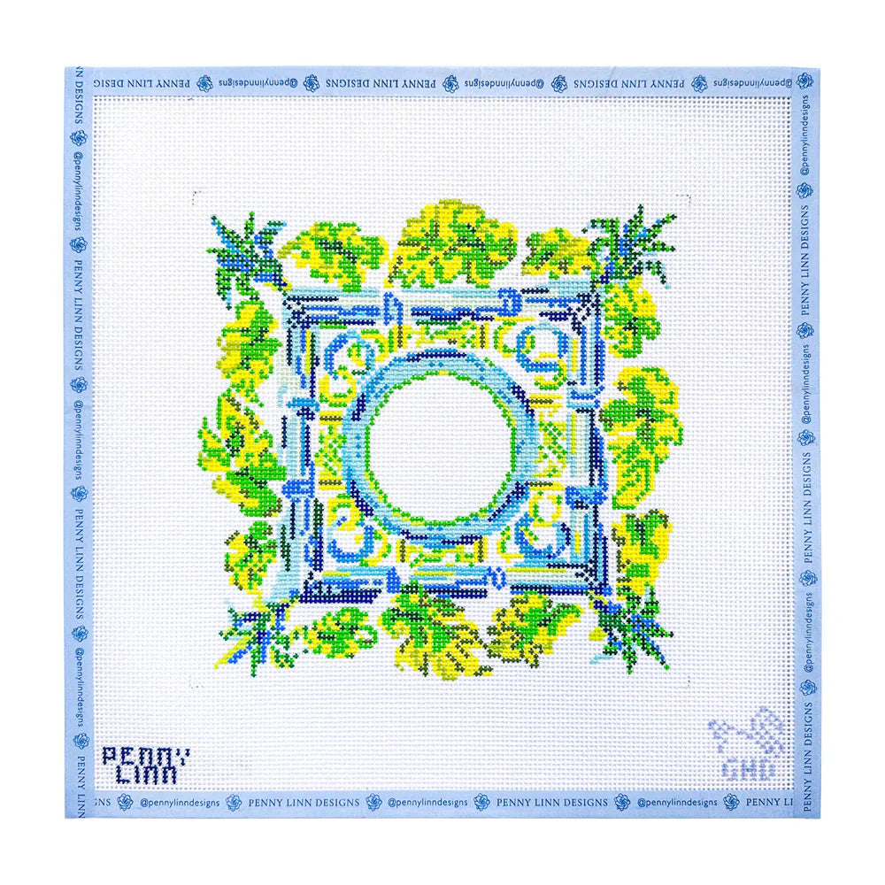 Palm Chic Square Pagoda Needlepoint Canvas