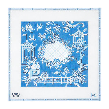 Translation missing: en.Chinoiserie Toile Blue Needlepoint Canvas