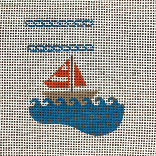 Sailboat Mini Sock Needlepoint Canvas