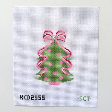 Translation missing: en.Pink Bow Tree Needlepoint Canvas