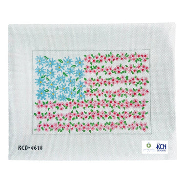 Translation missing: en.Memorial Day Flag Floral Needlepoint Canvas