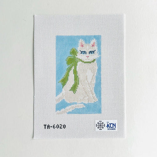 Blue Cat Bookend/Eyeglass Case Needlepoint Canvas