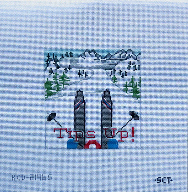 Translation missing: en.Tips Up Snow Skiing Needlepoint Canvas