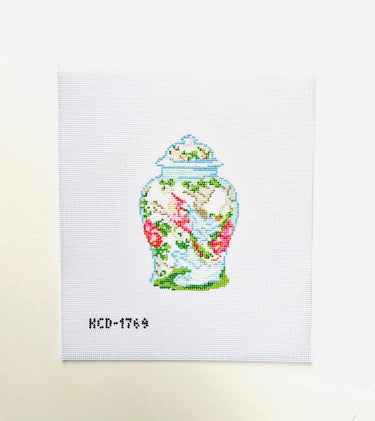 Translation missing: en.Lidded Jar with Bird Needlepoint Canvas