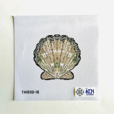 Translation missing: en.Scallop Ornament Brown Needlepoint Canvas