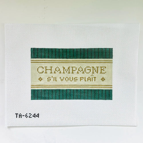 Champagne S'il Vous Plait Acrylic Purse Insert Needlepoint Canvas