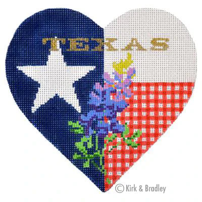 Bluebonnet Heart Needlepoint Canvas