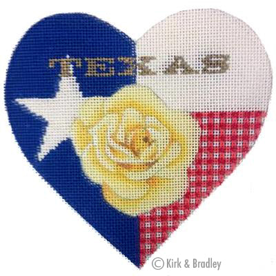 Texas Rose Heart Needlepoint Canvas