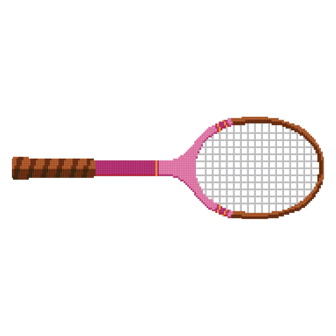 Pillow Size Vintage Racket- Pink Needlepoint Canvas