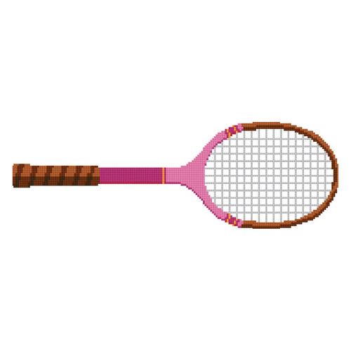 Pillow Size Vintage Racket- Pink Needlepoint Canvas