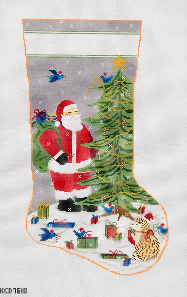 Translation missing: en.Santa with Forest Friends Full Stocking Canvas