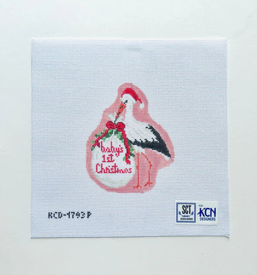 Translation missing: en.Baby's First Christmas Pink Stork Printed