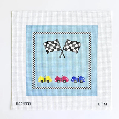 Race Cars and Racing Flags Pillow