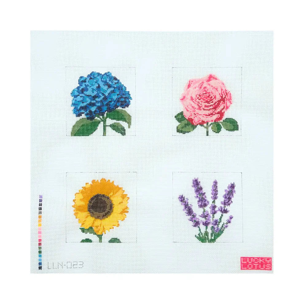 Summer Flowers Coaster Set Needlepoint Canvas